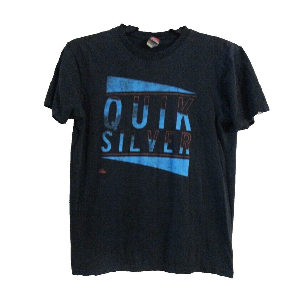 Quicksilver Mens Small Black Graphic Logo Short Sleeve T-Shirt No Size Tag